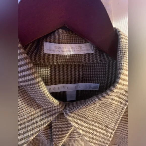 PLAID SHIRT NWT Plaid Button Down Men Flannel Shirt Perry Ellis